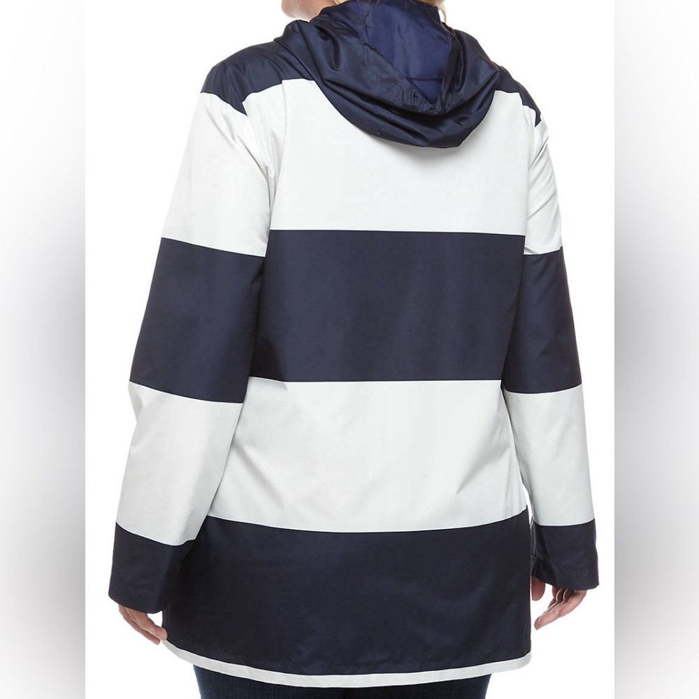 Kim Rogers Navy and White Striped Anorak Size 1X - Picture 2 of 8